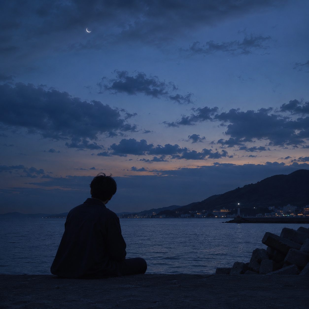밤, 바다