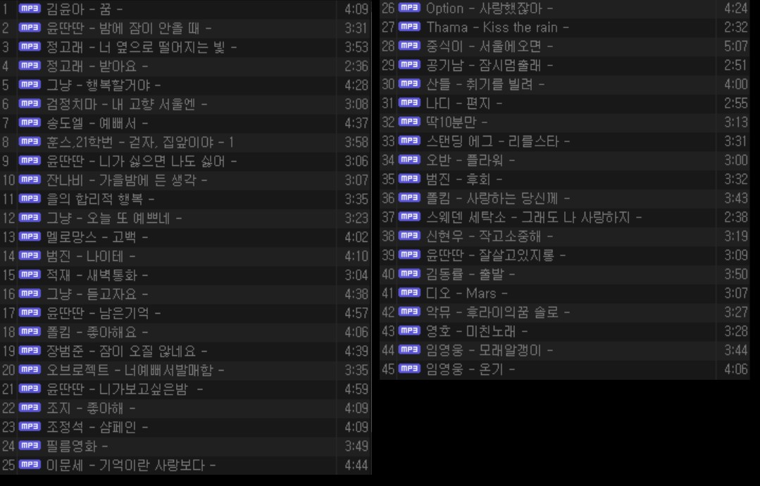 츄 PLI 솔로 44곡 듀엣1곡