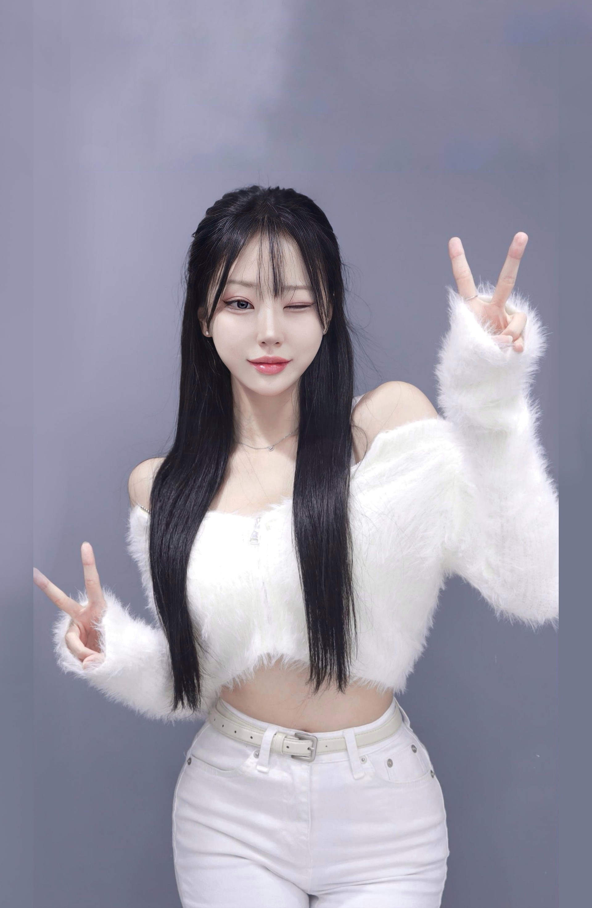 펑펑내리는 눈 가운데에서