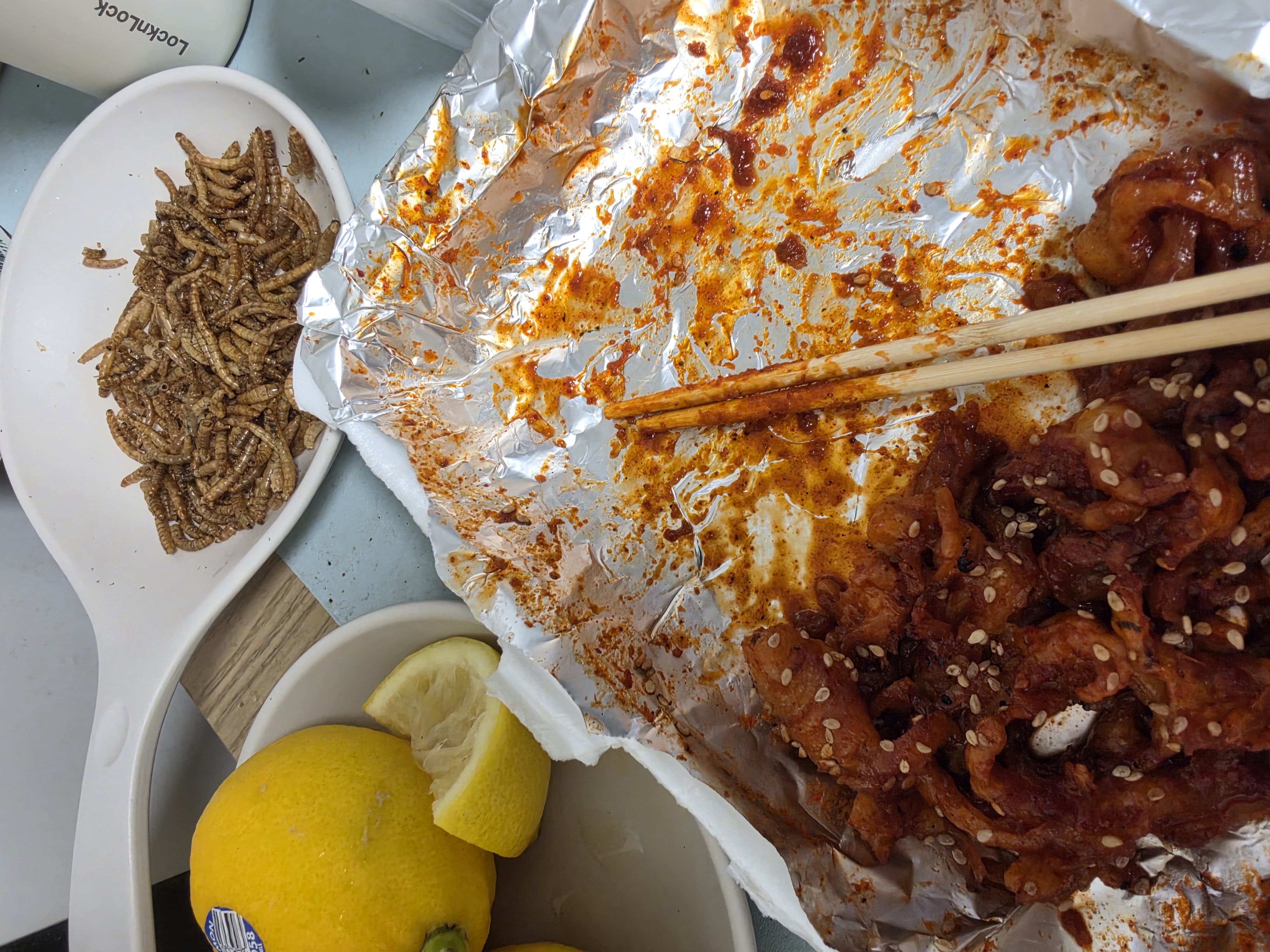 밀웜+닭발+생레몬 괴식 먹방 