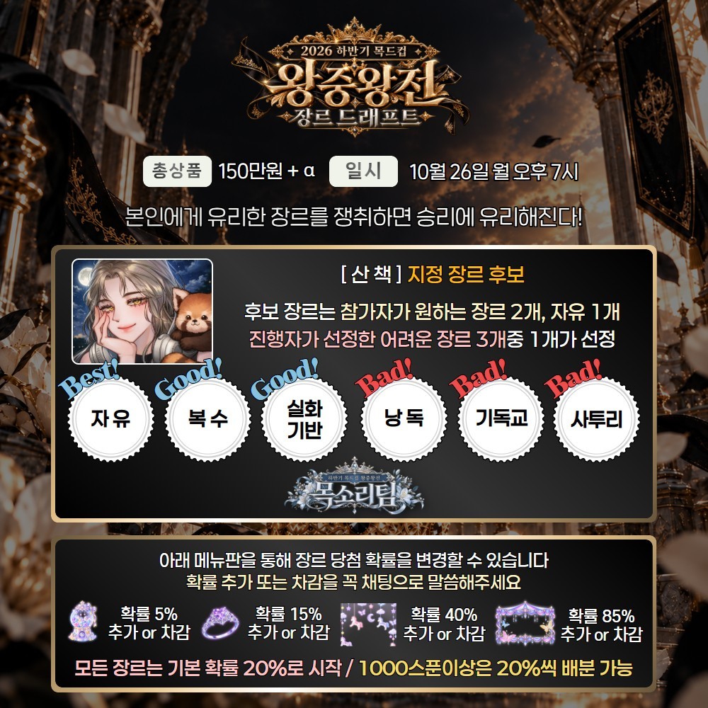 목드컵 왕중왕전 장르 드래프트 ⚔️